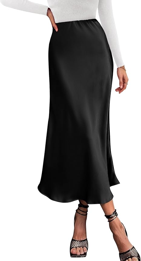 Luxury Satin Flowing Elegance Midi Skirt