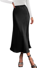 Luxury Satin Flowing Elegance Midi Skirt