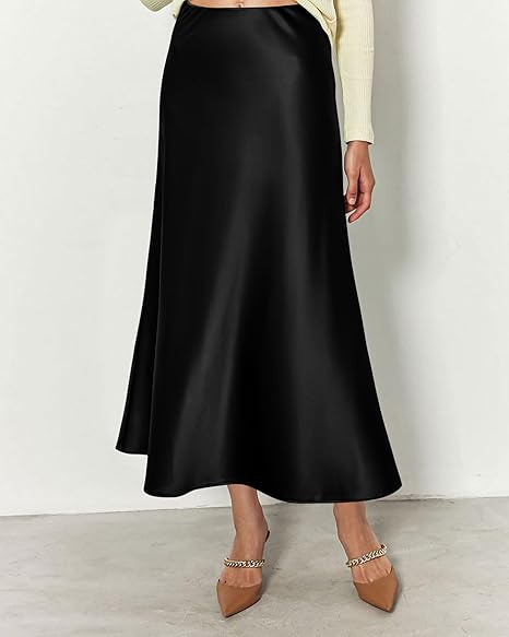 Luxury Satin Flowing Elegance Midi Skirt
