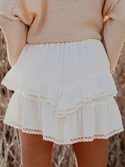 High-Waist Flow Ruffle Skort Shorts
